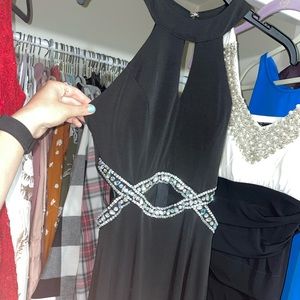 Black and silver cutout style long prom dress, size 3.